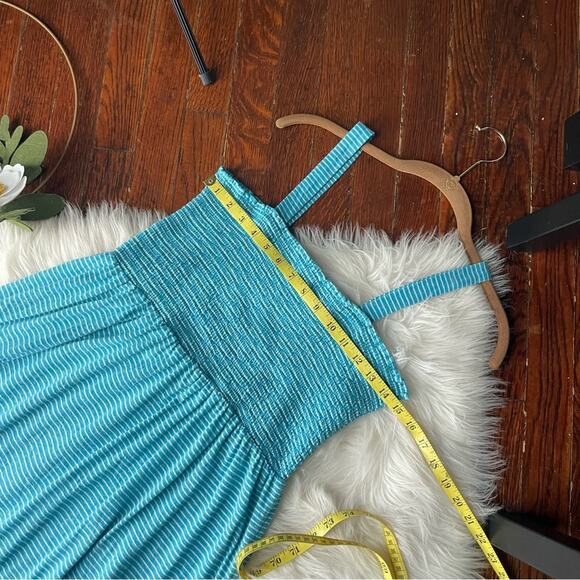 Blue & White Striped Maxi Tiered Dress Summer - Picture 6 of 8